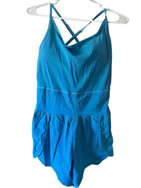 Mono B Active Strappy Romper Athletic One Piece Built In Blue Womens Medium
